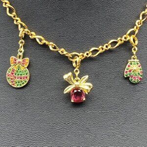 Gold Charm Bracelet with Festive Holiday Removable Charms